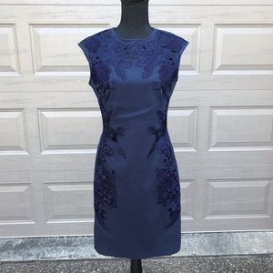 NWT Unique Josie Natori Navy Embroidered Dress 6